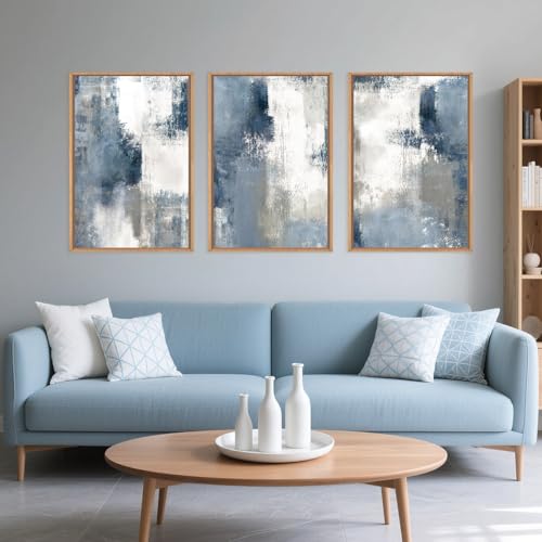 Large Abstract Brush Strokes Framed Canvas Wall Art Set (3 Count)