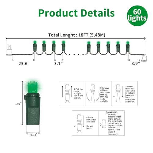 60 LED Green St. Patrick's Day String Lights (60 Count)