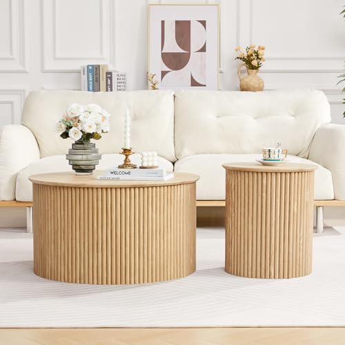 Fluted Round Nesting Coffee Table Set of 2 (2 Count)