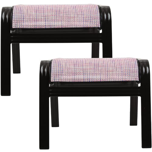 Assembled Outdoor Patio Ottoman Aluminum Textilene Portable Metal Footstool 2 Set Pink (2 Count)