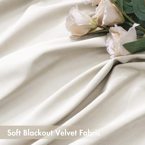 Ivory Blackout Velvet Curtains Drapes 90 Inch Long 52"x90" Bedroom (2 Count)