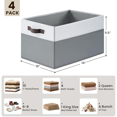 4 Pack Large Closet Storage Baskets Bins for Shelves (4 Count)