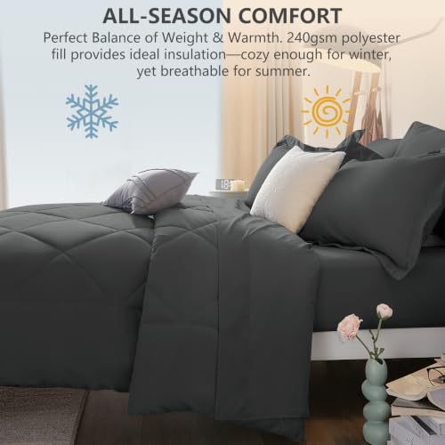 King Size Comforter Set Dark Grey