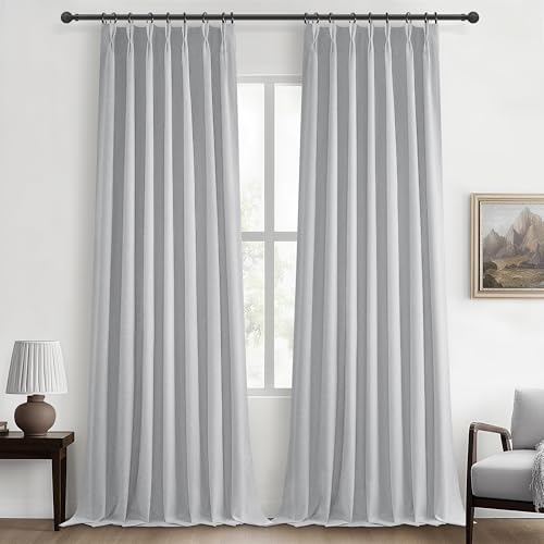 Light Grey Blackout Curtains 102 Inch Long for Living Room (2 Count)