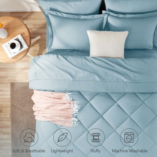 Queen Comforter Set with Sheets Light Blue