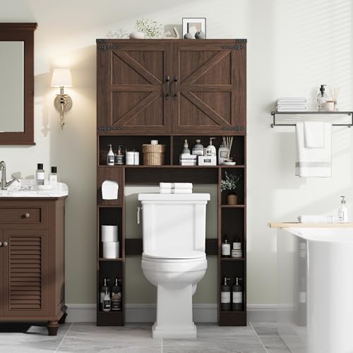Storage Cabinet Over Toilet with 2 Barn Doors