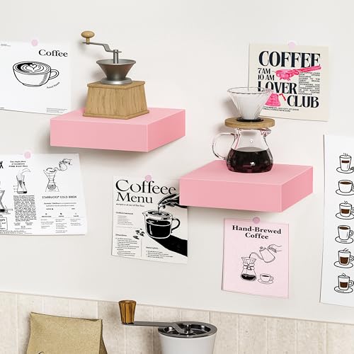 Pink Floating Shelves for Wall (2 Count)