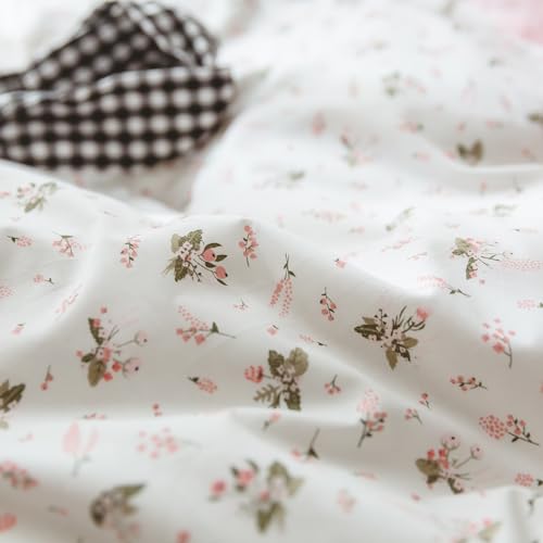 Girls Floral Comforter Set Twin XL Garden Flower Print Bedding Sets Soft Fluffy Vintage Pink White Floral Bedding Comforter Set Cottagecore Botanical Flowers Comforter with 2 Pillowcases Twin XL Size