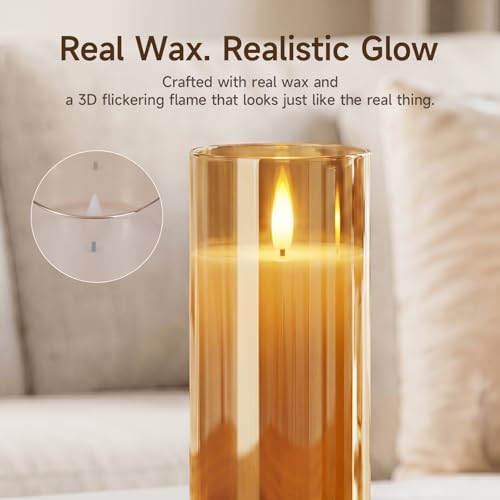 Amber Glass Flameless Candles (2 Count)