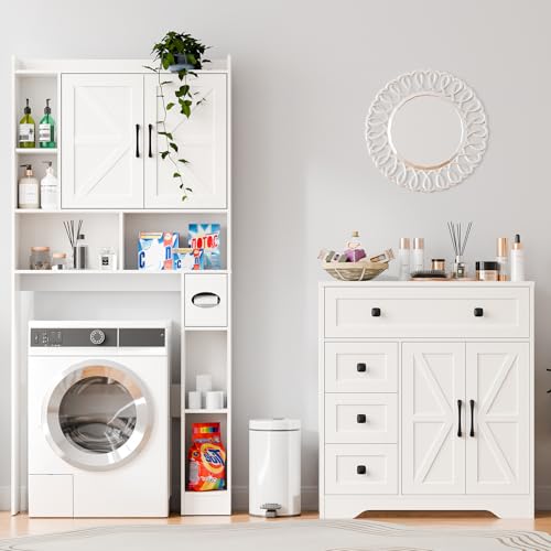 Farmhouse Storage Cabinet with 2 Doors and 4 Drawers