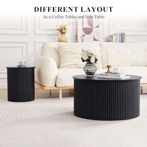 Fluted Round Nesting Coffee Table Set of 2 (2 Count)