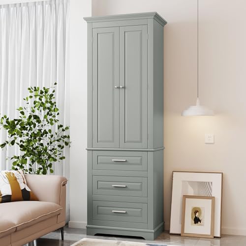 70“ Tall Storage Cabinet Pantry Cupboard with Doors and Drawers for Home Kitchen