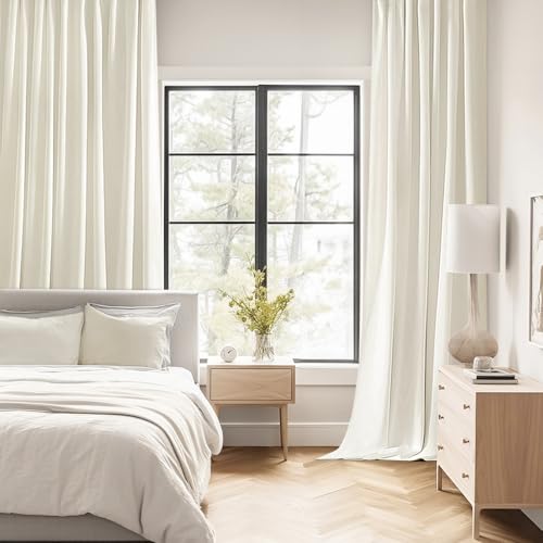 Cream Back Tab Blackout Curtains 52x90 Inch Long 2 Panels Set (2 Count)
