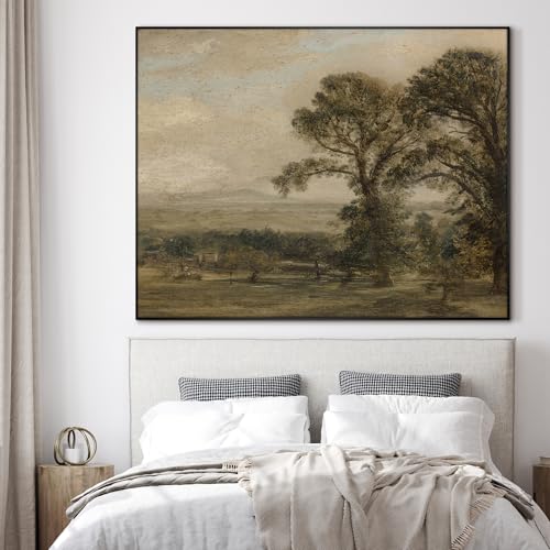 60"x72" Extra Large Framed Wall Art Vintage Landscape with Trees and Distant Horizon for Home Living Room Bedroom Decor