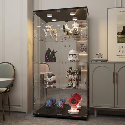 Black Glass Display Cabinet with LED&Mirror
