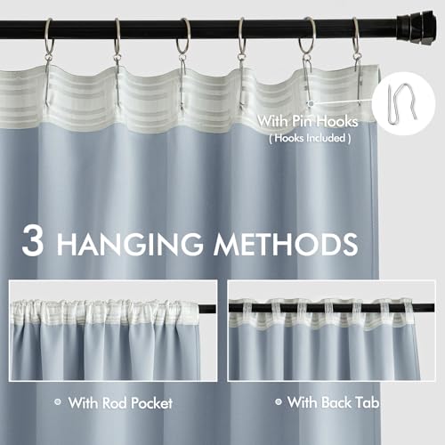 Light Blue Back Tab Blackout Curtains 52x63 Inches Long 2 Panels Set (2 Count)