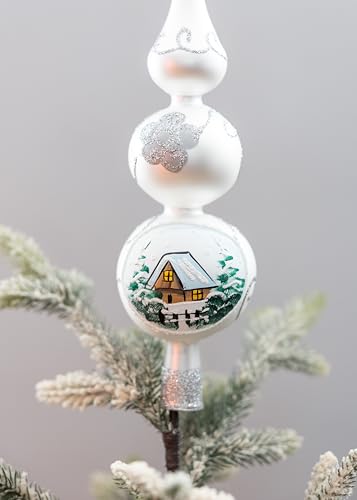 Christmas Tree Topper Ornaments Mouth Blown Ornament Glass Finial Tree Topper Hand Decorated Made in Poland