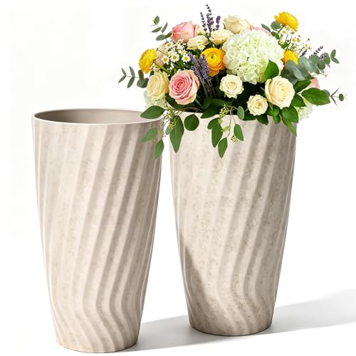 24" Resin Tall Outdoor Planters (2 Count)