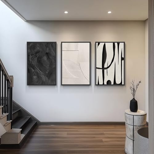 Framed Black and White Abstract Wall Art for Living Room (3 Count)