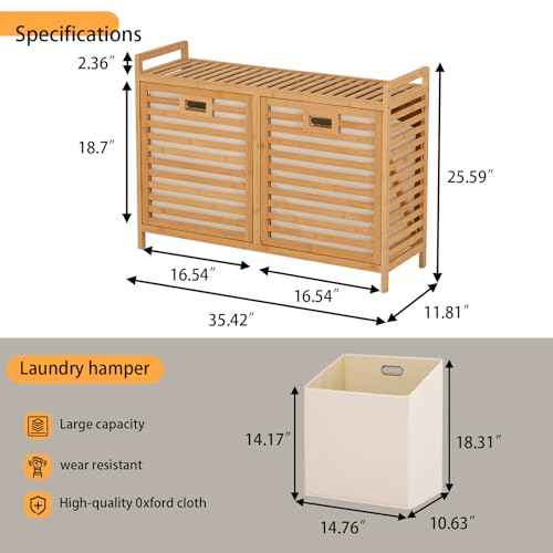 Double Laundry Hamper with Shelf