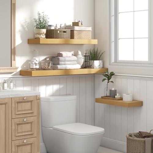 Floating Shelves 55.1" W x 10.3" D Oak Set of 2 (2 Count)