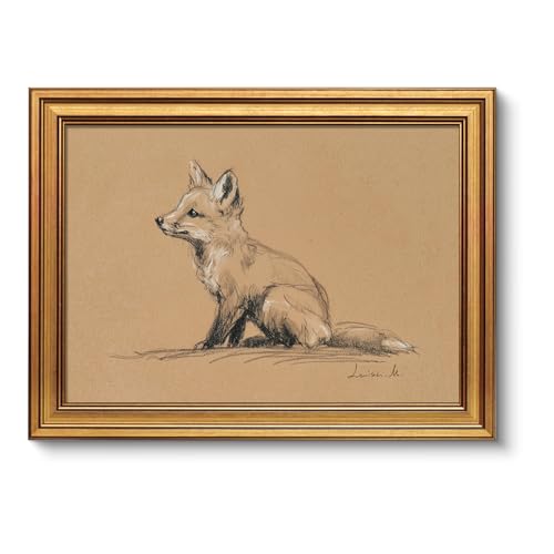 Framed Vintage Fox Sketch Wall Art