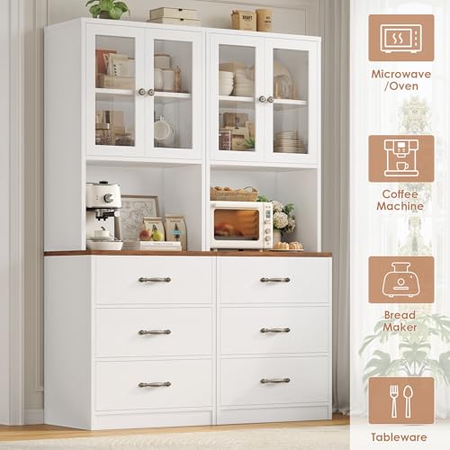 71“ Tall Kitchen Pantry Storage Cabinet with Microwave Stand