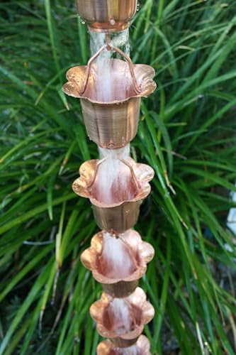Nutshell Stores Flower Cups Rain Chain - Copper - 10 Feet