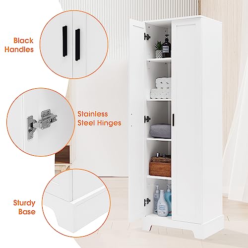 68" Tall Bathroom Storage Cabinet with Doors and Drawer