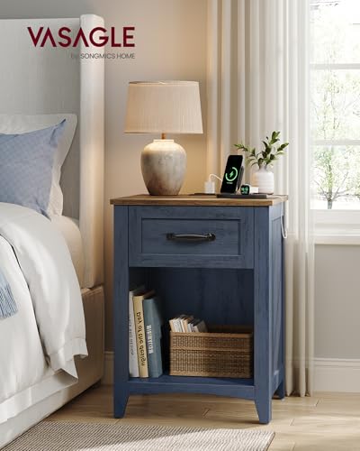Farmhouse Nightstand with Charging Station