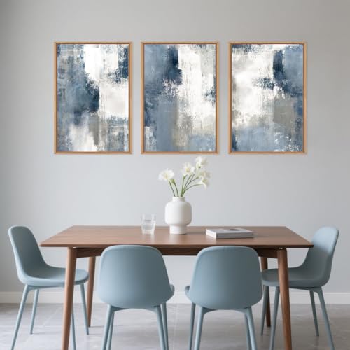 Large Abstract Brush Strokes Framed Canvas Wall Art Set (3 Count)