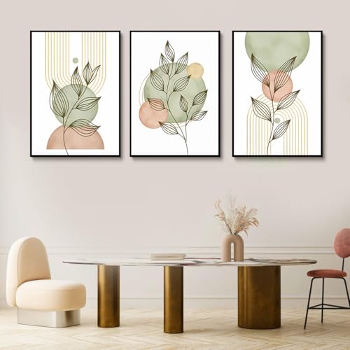 3Pcs Sage Green Boho Canvas Wall Art (3 Count)