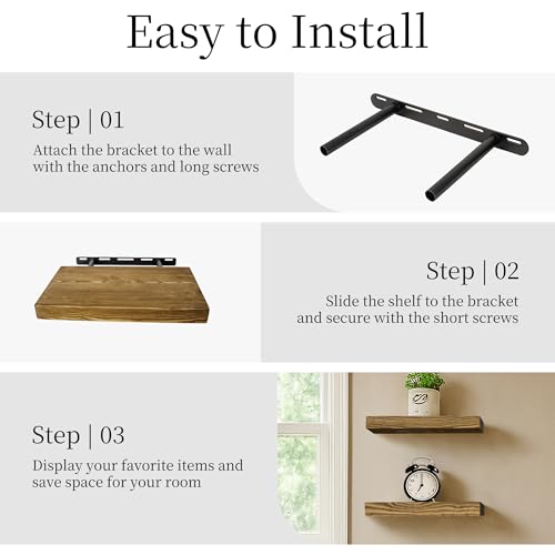 Wood Floating Shelves for wall 12 inch Set of 2 (2 Count)