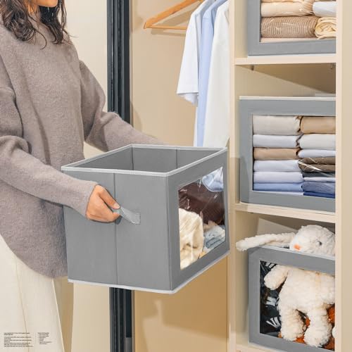 Storage Bins Storage Baskets for Shelves with Window (3 Count)