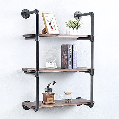 Industrial Pipe Shelves With Wood Planks
