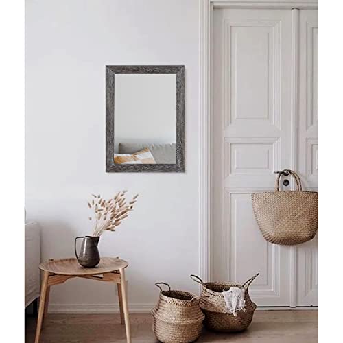 Wall Mirror with Rectangle Wood Frame Rustic Decorative Hanging Mirrors for Bedroom Bathroom Living Room Home Office Small