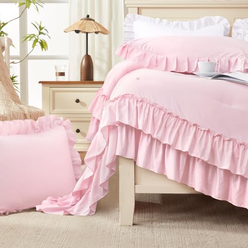 Pink Ruffle California King Comforter Set