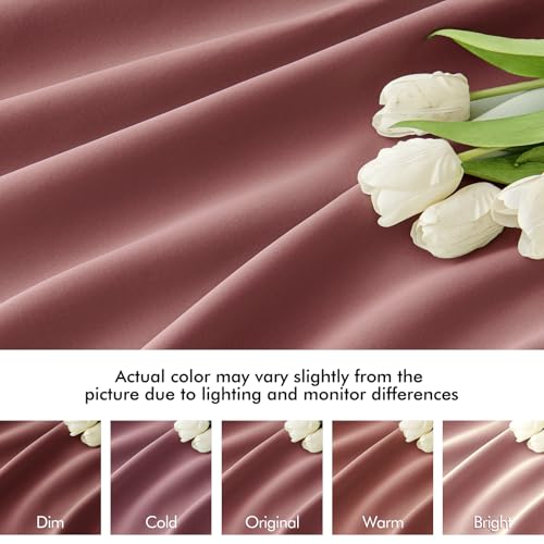 Dusty Rose Back Tab Blackout Curtains 52x108 Inch Long 2 Panels Set
