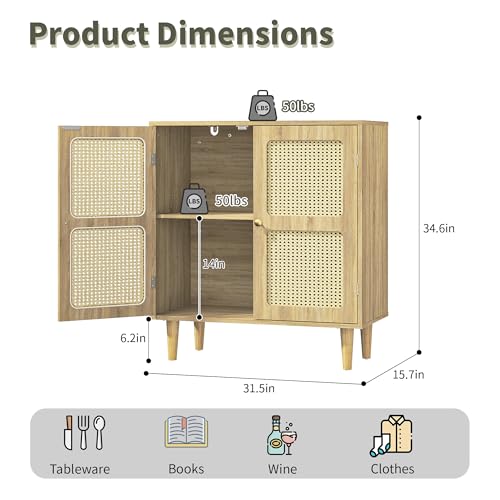 Rattan Sideboard Buffet Cabinet with Storage