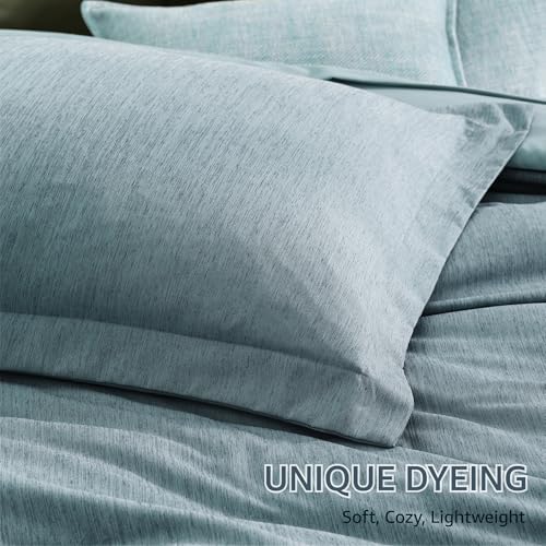 King Comforter Set 7 Pieces Dusty Blue Cationic Dyeing Bed in a Bag