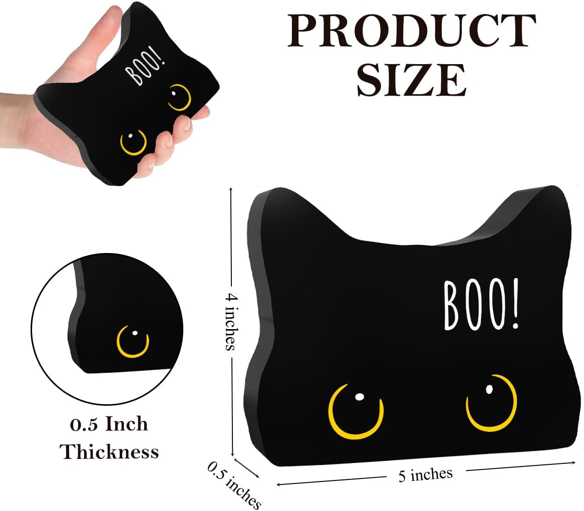 Black Cat Decor Halloween Cat Bathroom Decor Boo Funny Bathroom Acrylic Decors Sign Cat for Home Bathrooms Cats Lover Gifts For Women Men Halloween Christmas decorativesignage1