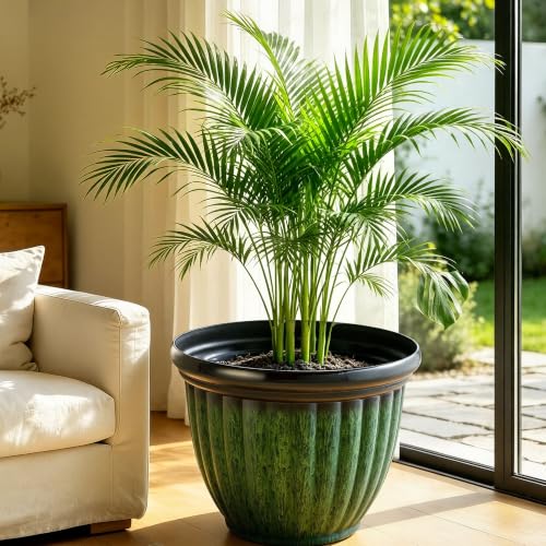 Autodaya 15" Large Planters For Outdoor Plants Set Of 2 Plastic Flower Pots (2 Count)