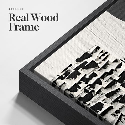 Large Framed Black and White Abstract Wall Art for Living Room (3 Count)