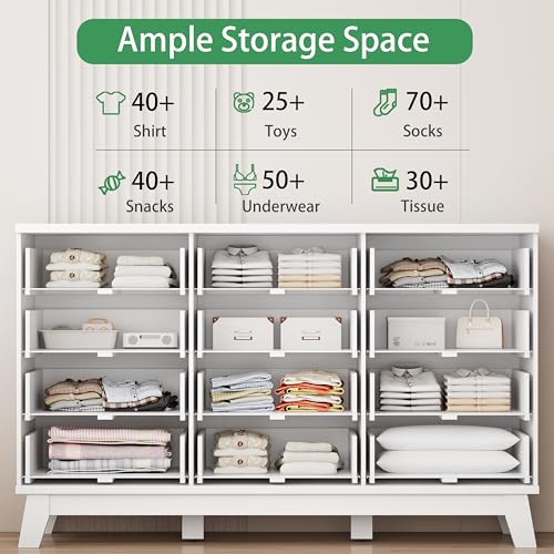 Fluted Dresser for Bedroom with 12 Drawers