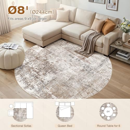 8ft Round Area Rug Living Room Rugs