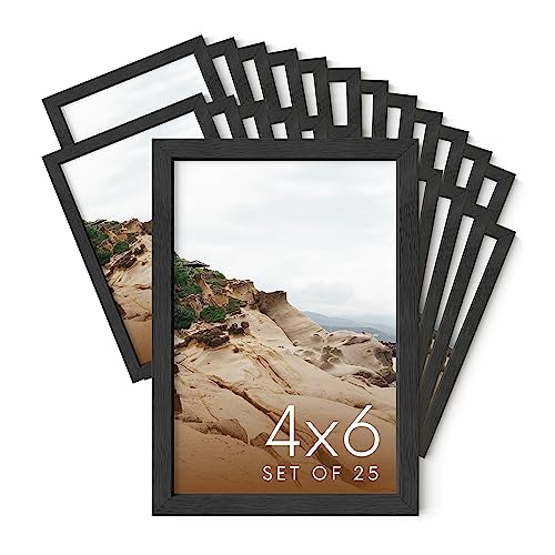 4x6 Black Oak Wood Photo Frame Set