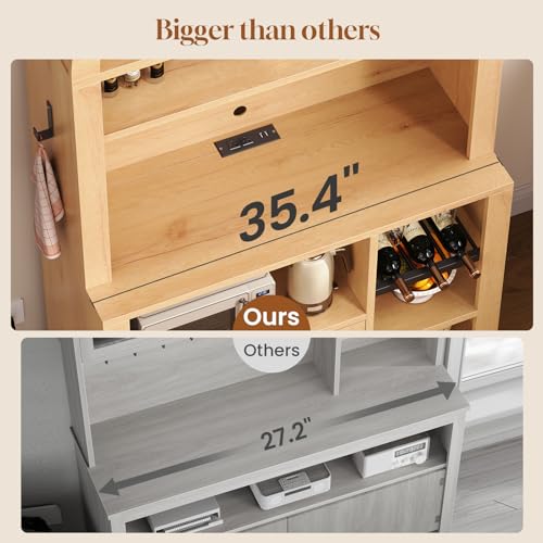 73" Tall Arched Bakers Rack with Power Outlet and LED Light