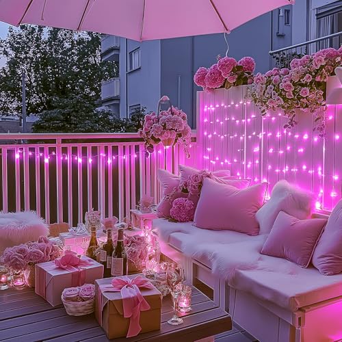 8 Modes 163ft 500 LED Pink Christmas Lights with Remote (163 Foot)
