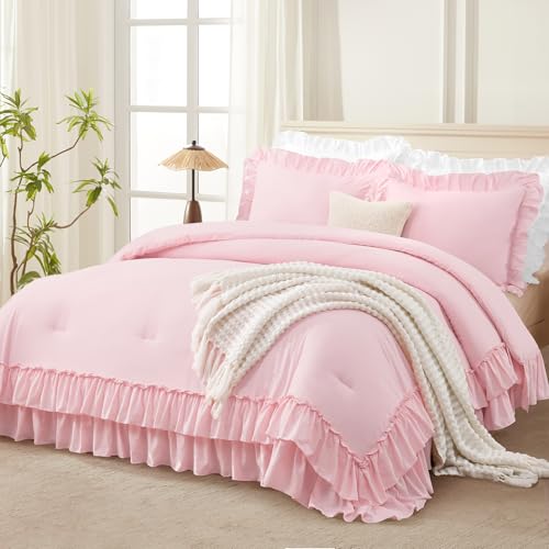 Pink Ruffle California King Comforter Set