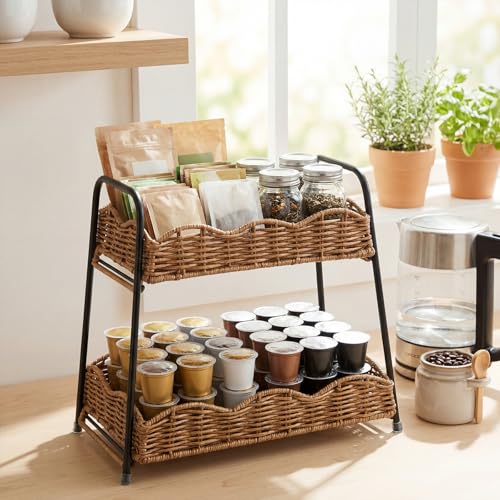 2 Tier Stackable Cabinet Organizer Shelves for Kitchen Counter